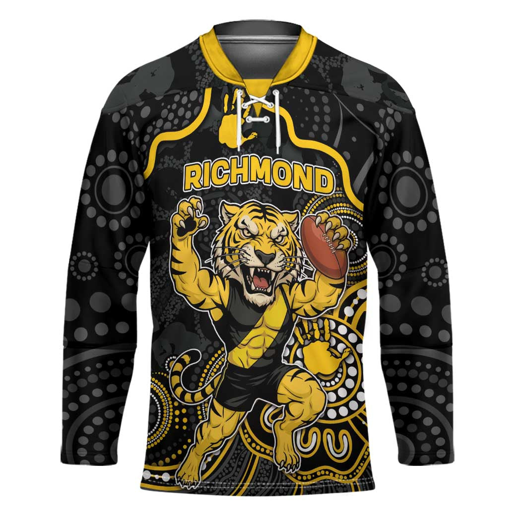 Custom Richmond Football Hockey Jersey Aboriginal Dot Art Pattern