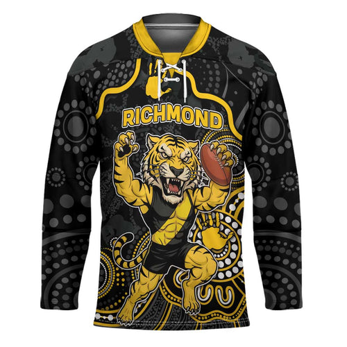 Custom Richmond Football Hockey Jersey Aboriginal Dot Art Pattern