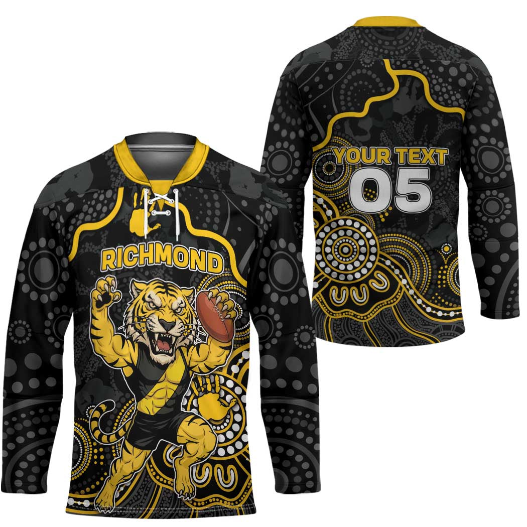 Custom Richmond Football Hockey Jersey Aboriginal Dot Art Pattern
