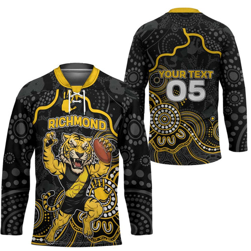 Custom Richmond Football Hockey Jersey Aboriginal Dot Art Pattern