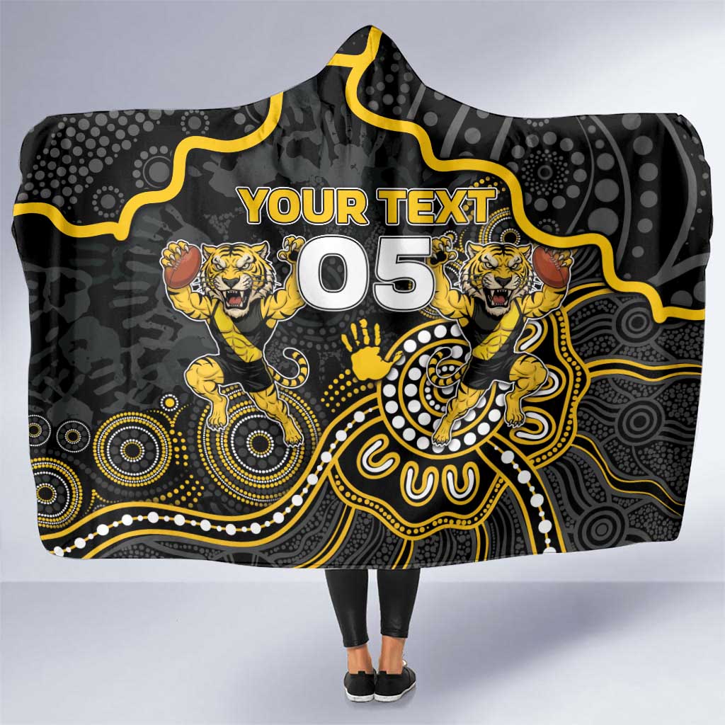 Custom Richmond Football Hooded Blanket Aboriginal Dot Art Pattern