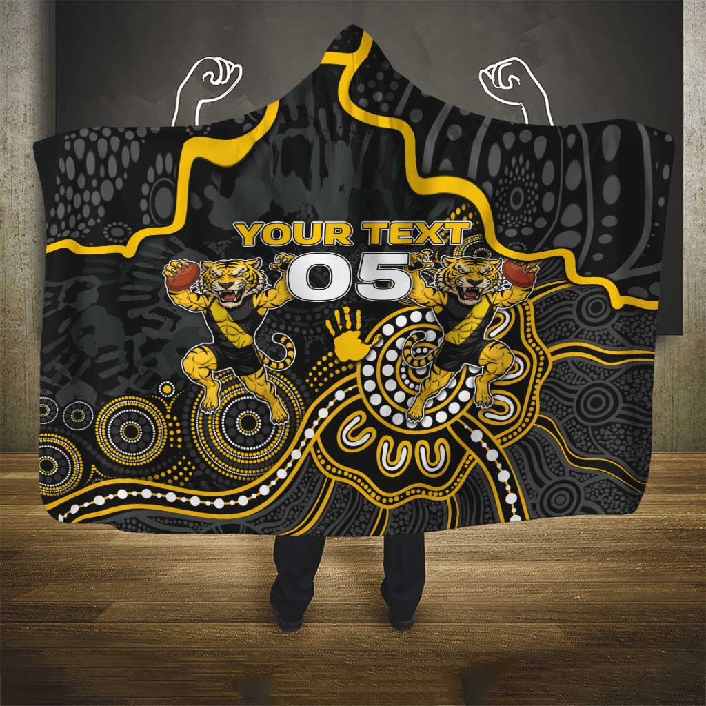 Custom Richmond Football Hooded Blanket Aboriginal Dot Art Pattern