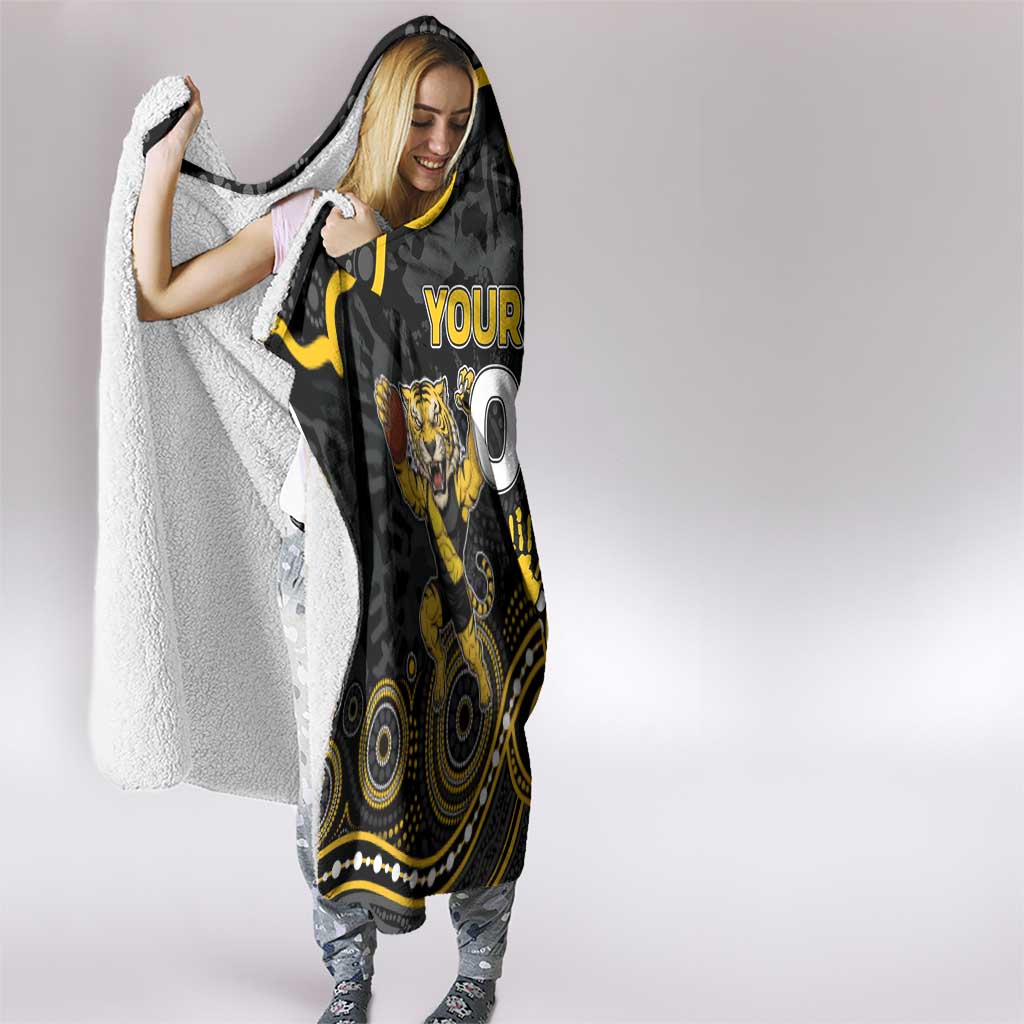 Custom Richmond Football Hooded Blanket Aboriginal Dot Art Pattern
