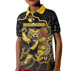 Custom Richmond Football Kid Polo Shirt Aboriginal Dot Art Pattern