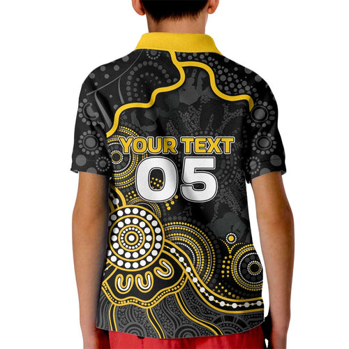 Custom Richmond Football Kid Polo Shirt Aboriginal Dot Art Pattern