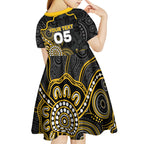 Custom Richmond Football Kid Short Sleeve Dress Aboriginal Dot Art Pattern