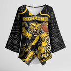 Custom Richmond Football Kimono Sleeve Blouse Aboriginal Dot Art Pattern
