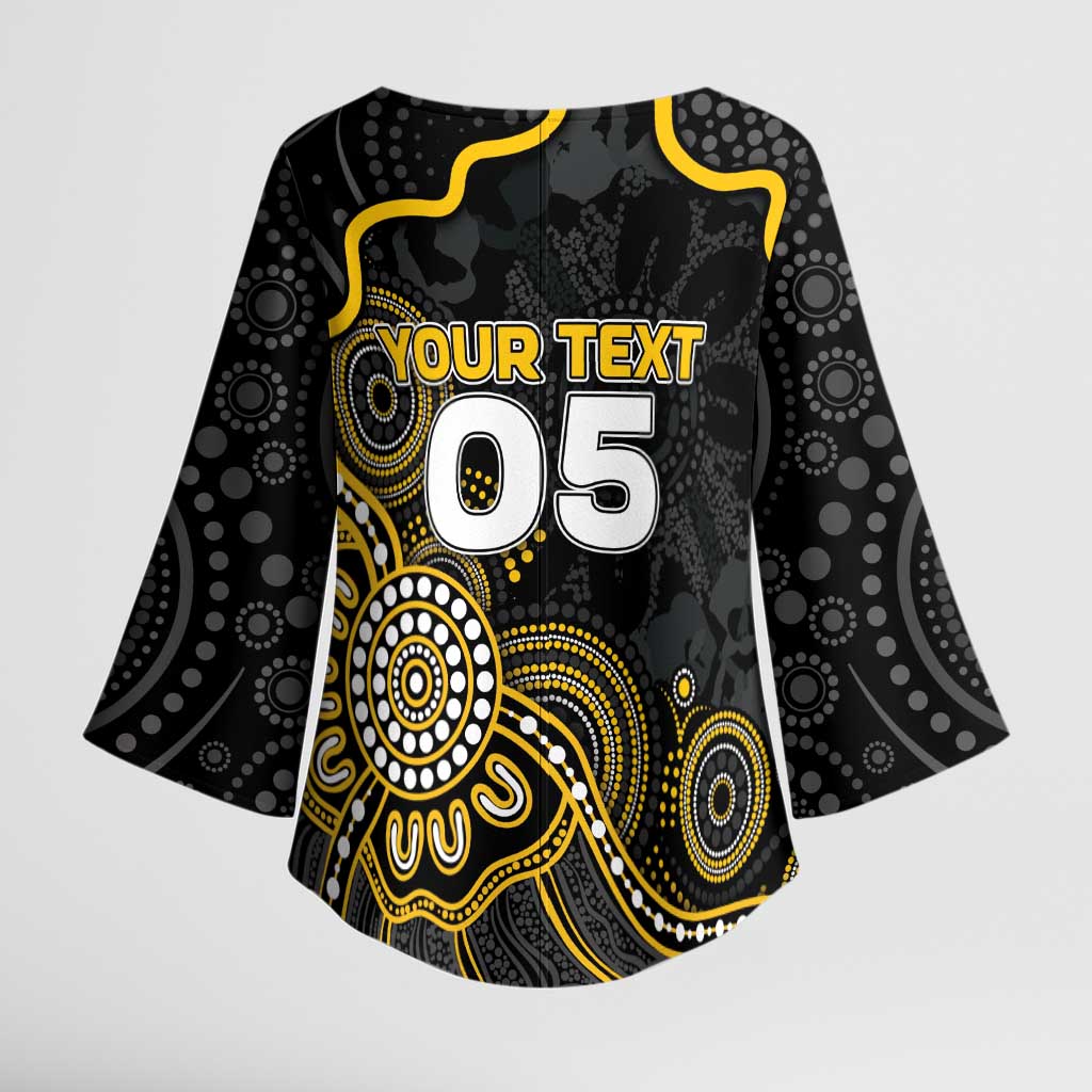 Custom Richmond Football Kimono Sleeve Blouse Aboriginal Dot Art Pattern