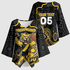 Custom Richmond Football Kimono Sleeve Blouse Aboriginal Dot Art Pattern