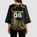 Custom Richmond Football Kimono Sleeve Blouse Aboriginal Dot Art Pattern