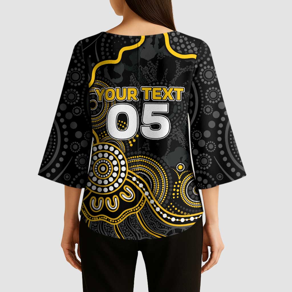 Custom Richmond Football Kimono Sleeve Blouse Aboriginal Dot Art Pattern
