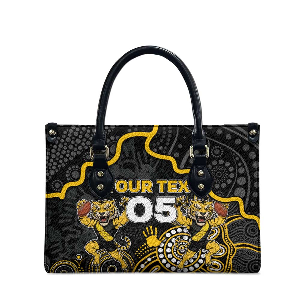 Custom Richmond Football Leather Bag Aboriginal Dot Art Pattern