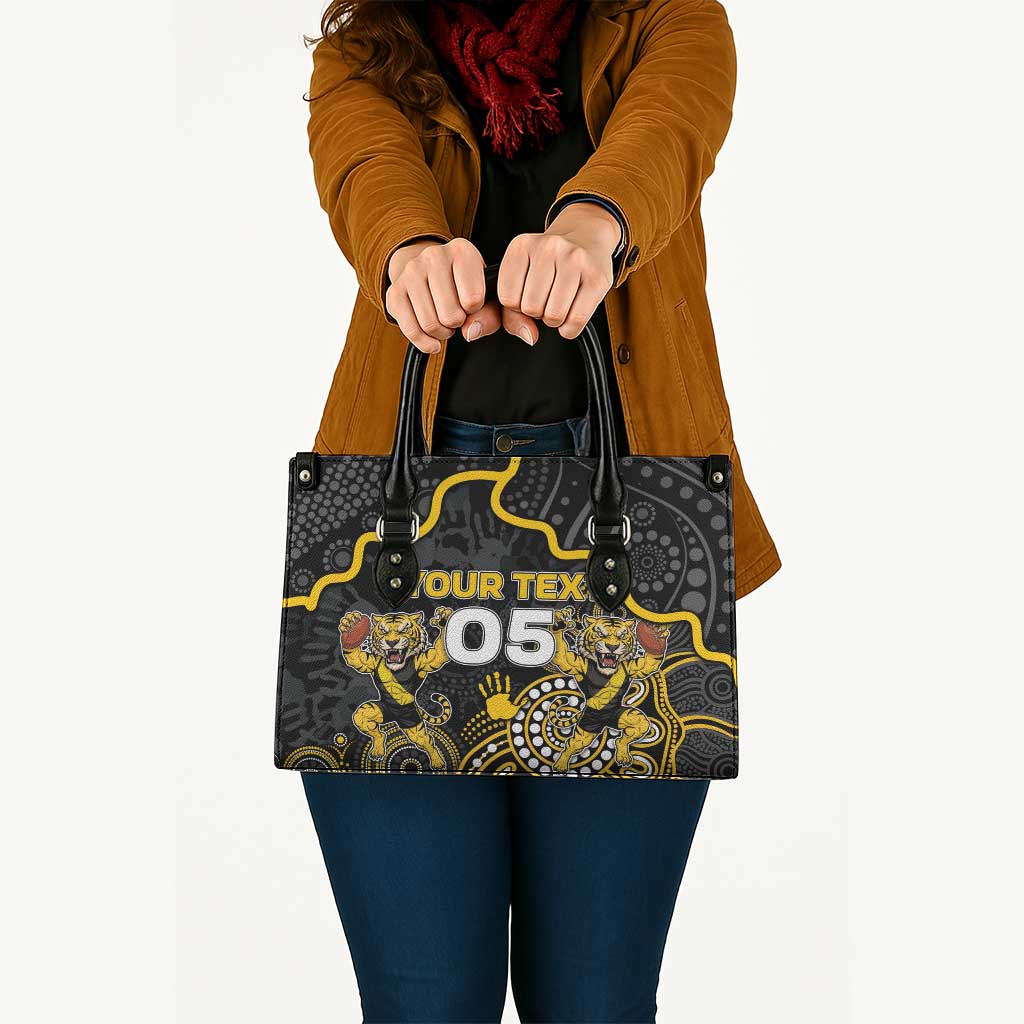 Custom Richmond Football Leather Bag Aboriginal Dot Art Pattern