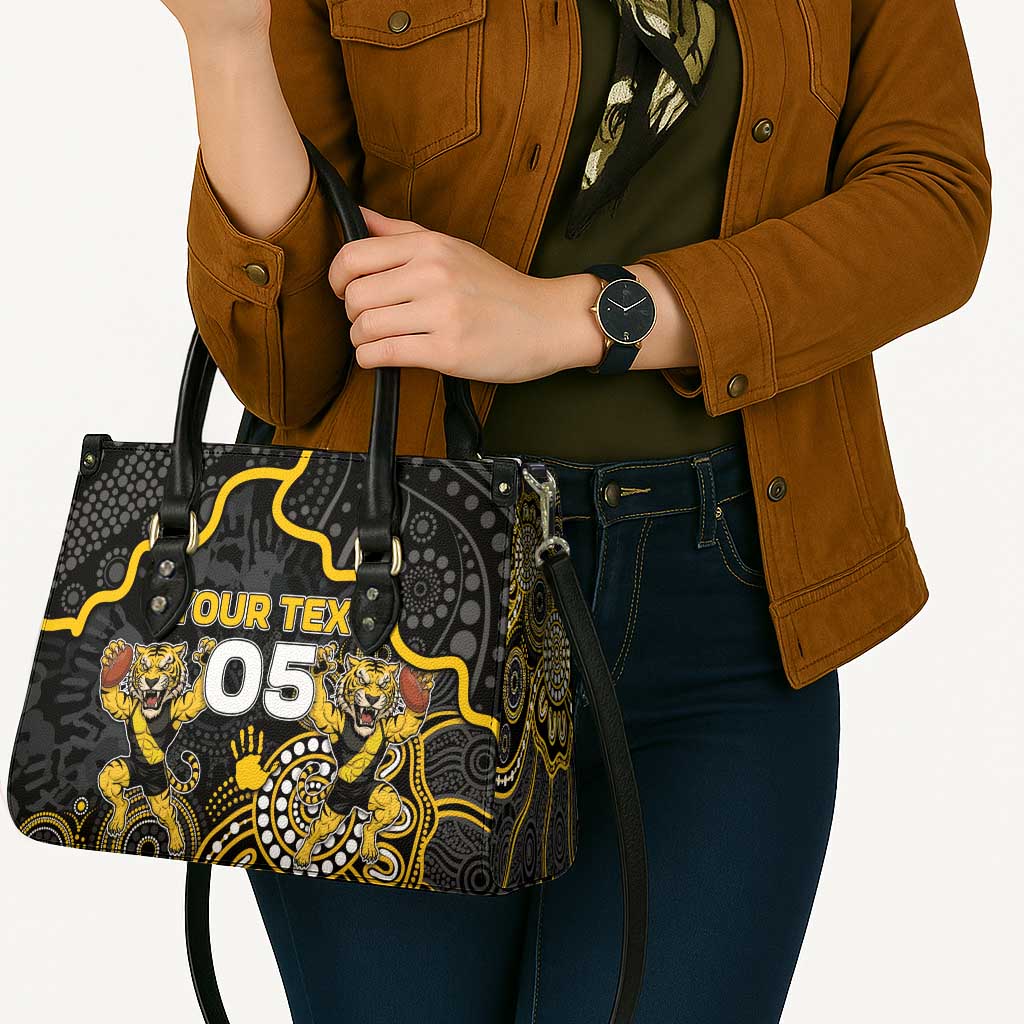 Custom Richmond Football Leather Bag Aboriginal Dot Art Pattern