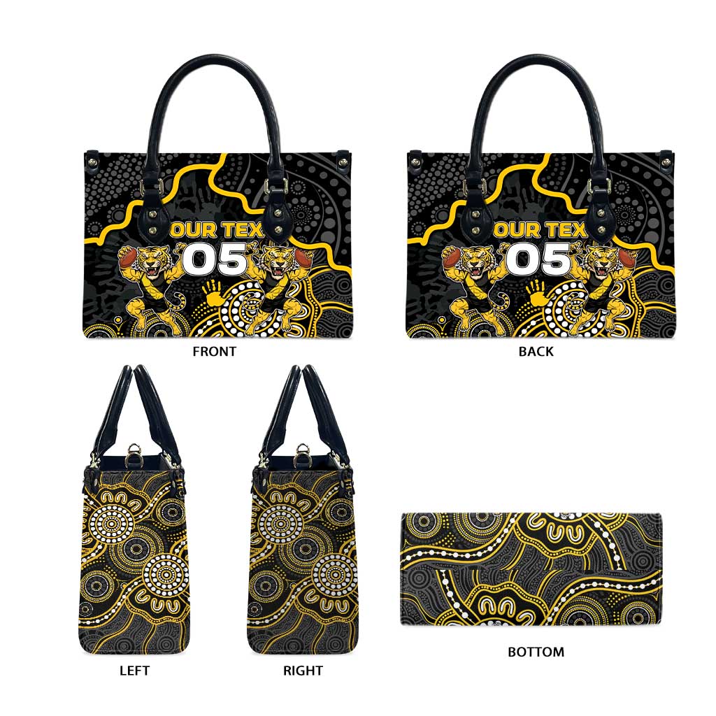 Custom Richmond Football Leather Bag Aboriginal Dot Art Pattern