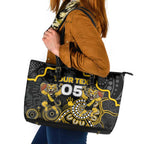 Custom Richmond Football Leather Tote Bag Aboriginal Dot Art Pattern