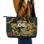 Custom Richmond Football Leather Tote Bag Aboriginal Dot Art Pattern