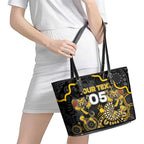 Custom Richmond Football Leather Tote Bag Aboriginal Dot Art Pattern