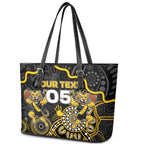 Custom Richmond Football Leather Tote Bag Aboriginal Dot Art Pattern