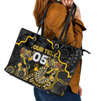 Custom Richmond Football Leather Tote Bag Aboriginal Dot Art Pattern