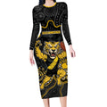 Custom Richmond Football Long Sleeve Bodycon Dress Aboriginal Dot Art Pattern