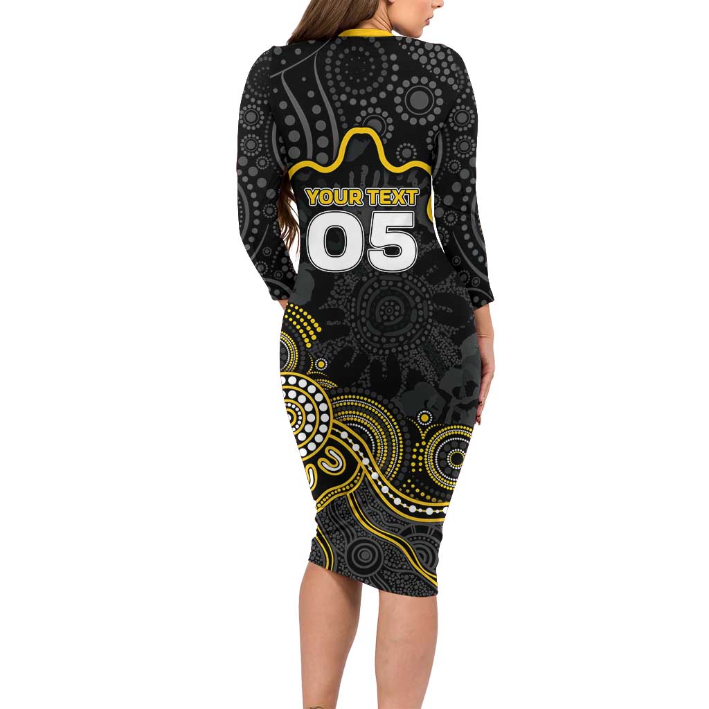 Custom Richmond Football Long Sleeve Bodycon Dress Aboriginal Dot Art Pattern