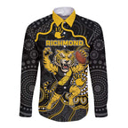 Custom Richmond Football Long Sleeve Button Shirt Aboriginal Dot Art Pattern
