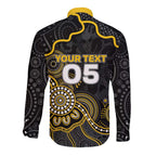 Custom Richmond Football Long Sleeve Button Shirt Aboriginal Dot Art Pattern