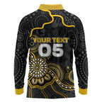 Custom Richmond Football Long Sleeve Polo Shirt Aboriginal Dot Art Pattern