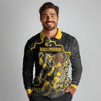 Custom Richmond Football Long Sleeve Polo Shirt Aboriginal Dot Art Pattern