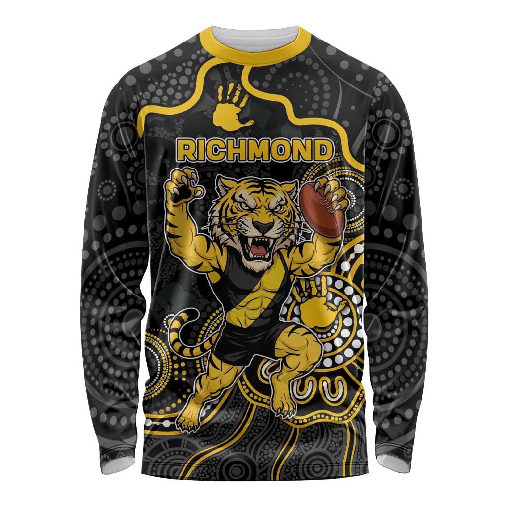 Custom Richmond Football Long Sleeve Shirt Aboriginal Dot Art Pattern