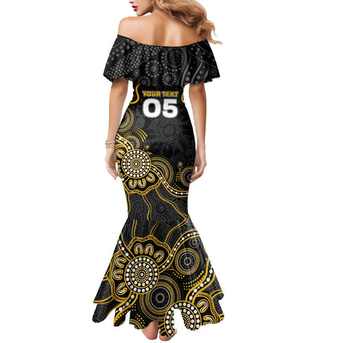 Custom Richmond Football Mermaid Dress Aboriginal Dot Art Pattern
