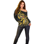 Custom Richmond Football Off Shoulder Sweater Aboriginal Dot Art Pattern