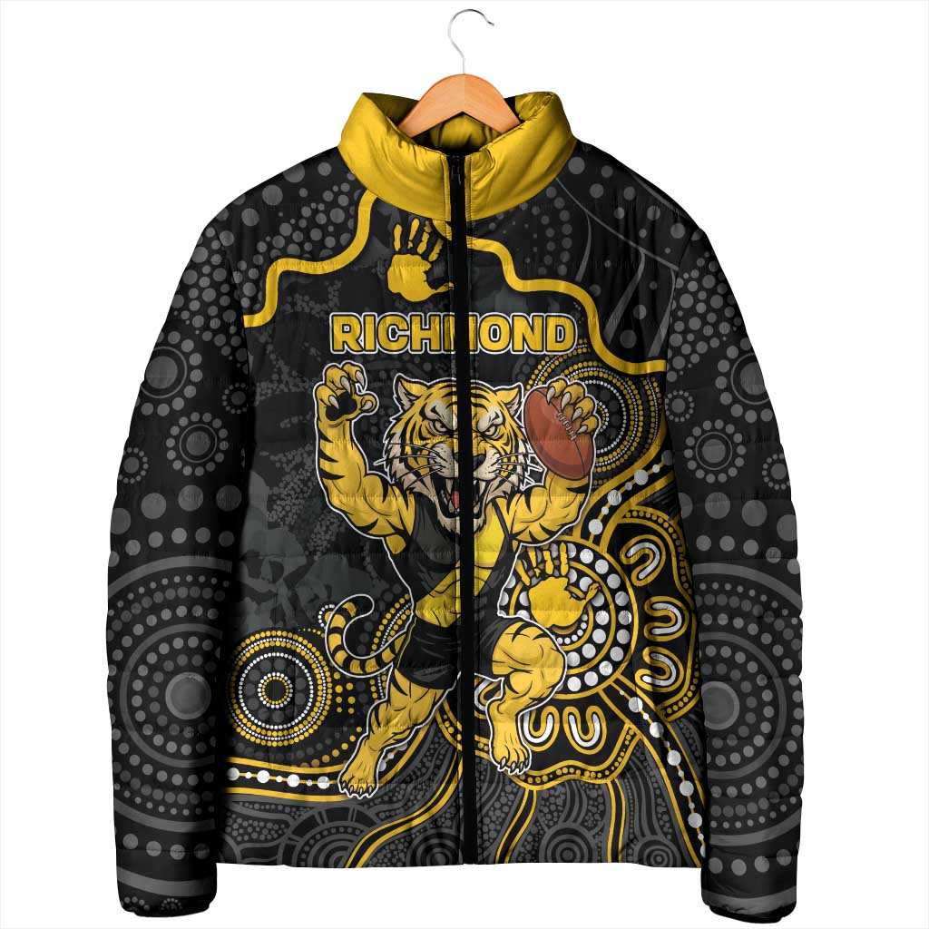Custom Richmond Football Padded Jacket Aboriginal Dot Art Pattern