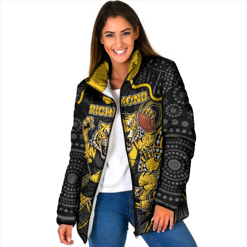 Custom Richmond Football Padded Jacket Aboriginal Dot Art Pattern