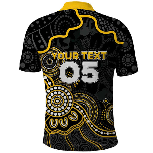 Custom Richmond Football Polo Shirt Aboriginal Dot Art Pattern
