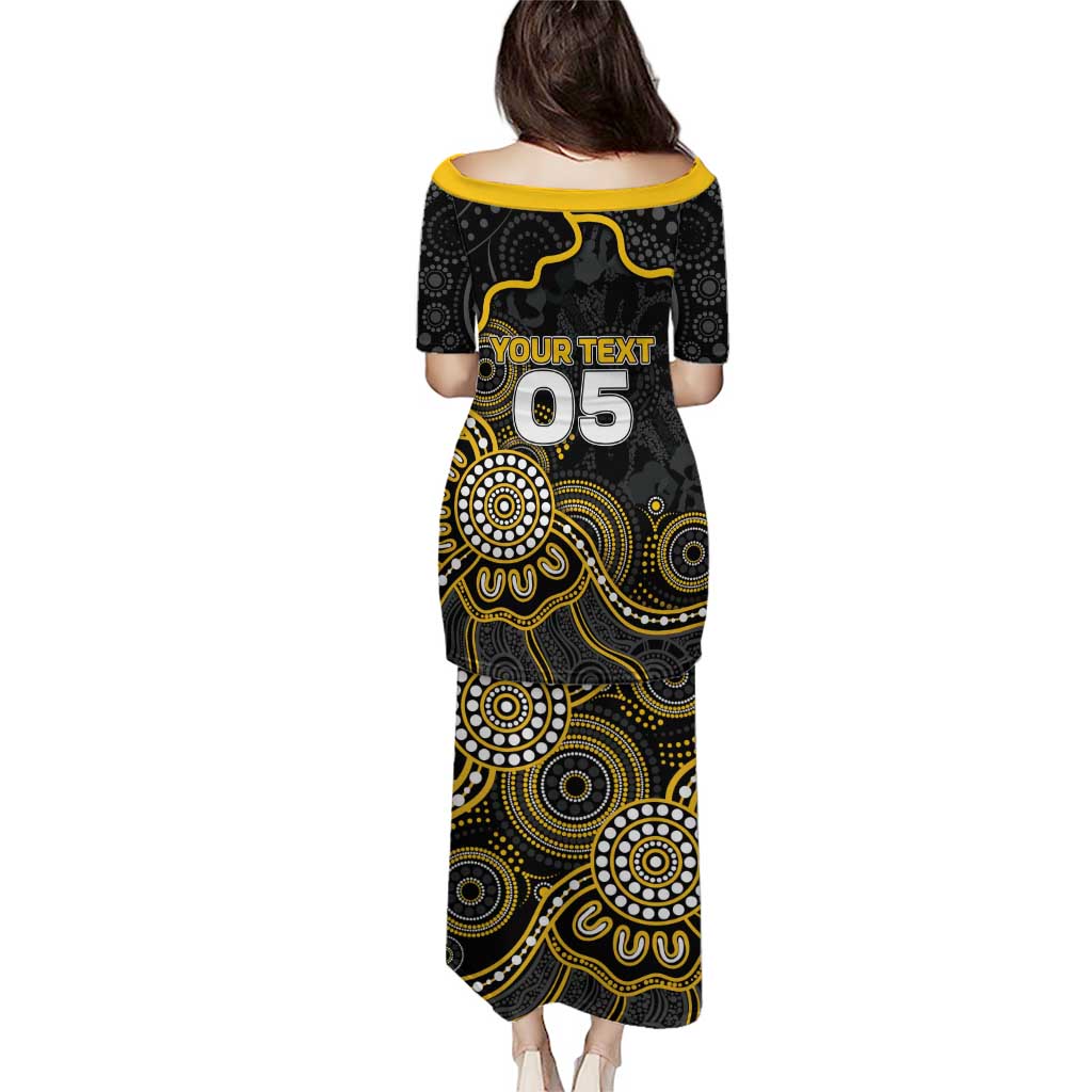 Custom Richmond Football Puletasi Aboriginal Dot Art Pattern