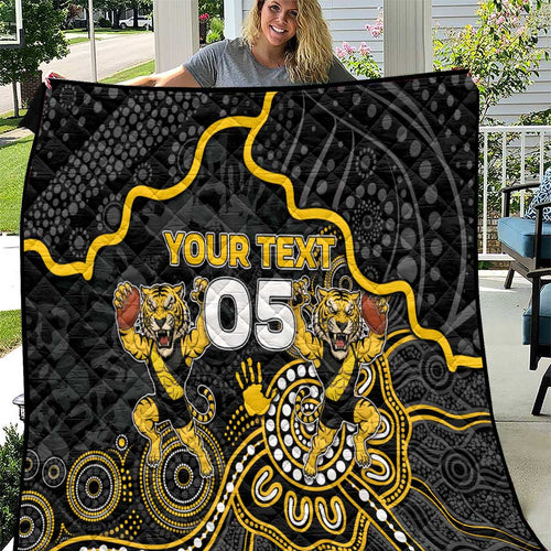 Custom Richmond Football Quilt Aboriginal Dot Art Pattern