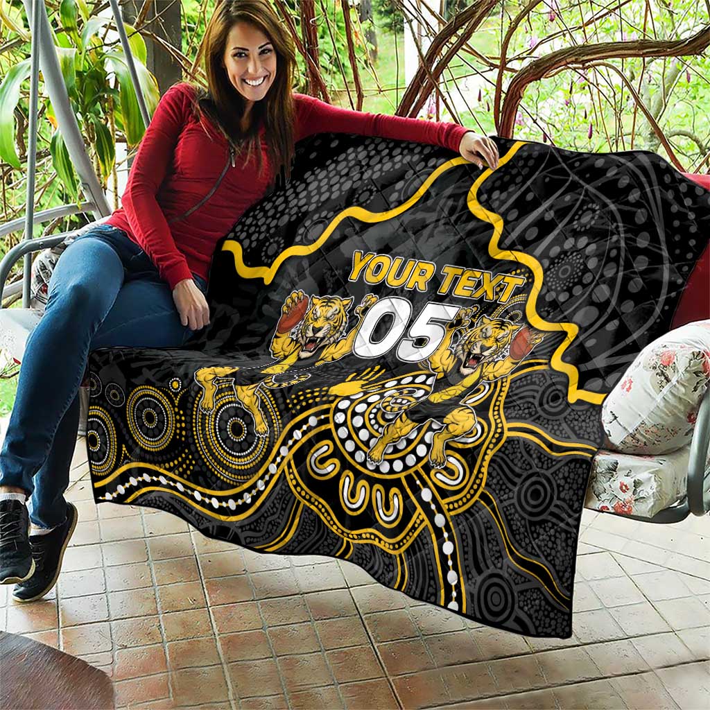 Custom Richmond Football Quilt Aboriginal Dot Art Pattern