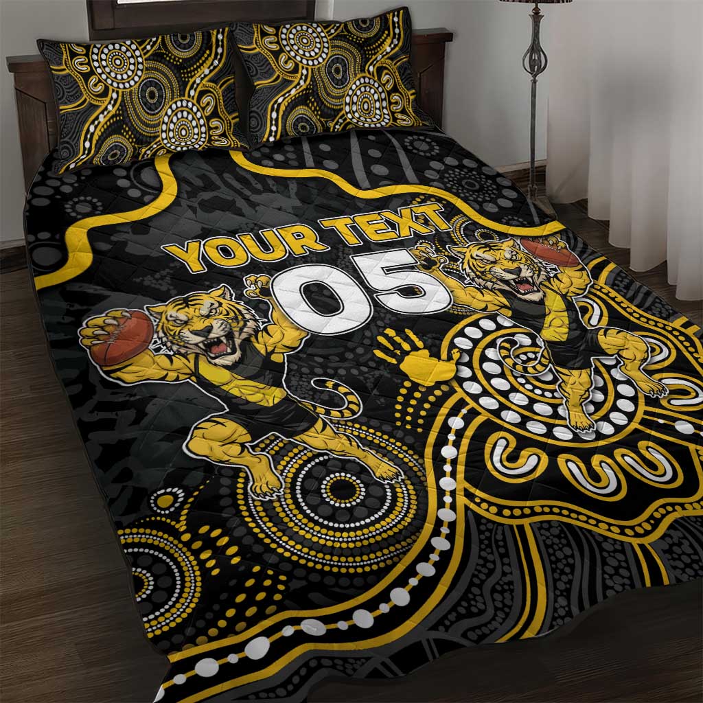Custom Richmond Football Quilt Bed Set Aboriginal Dot Art Pattern