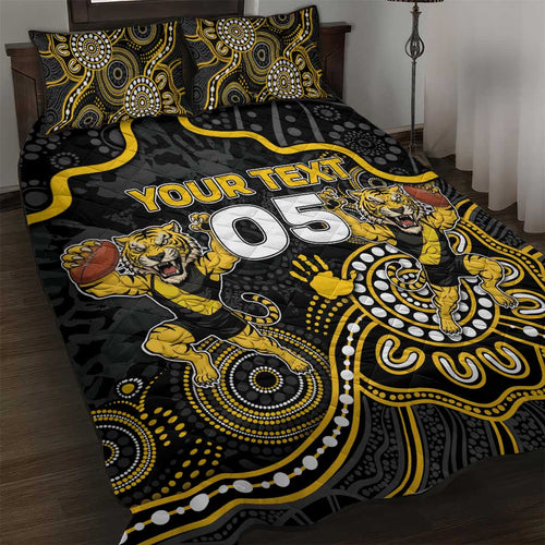 Custom Richmond Football Quilt Bed Set Aboriginal Dot Art Pattern