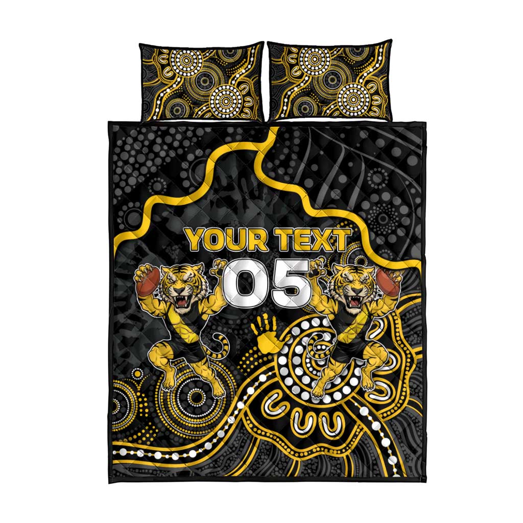 Custom Richmond Football Quilt Bed Set Aboriginal Dot Art Pattern