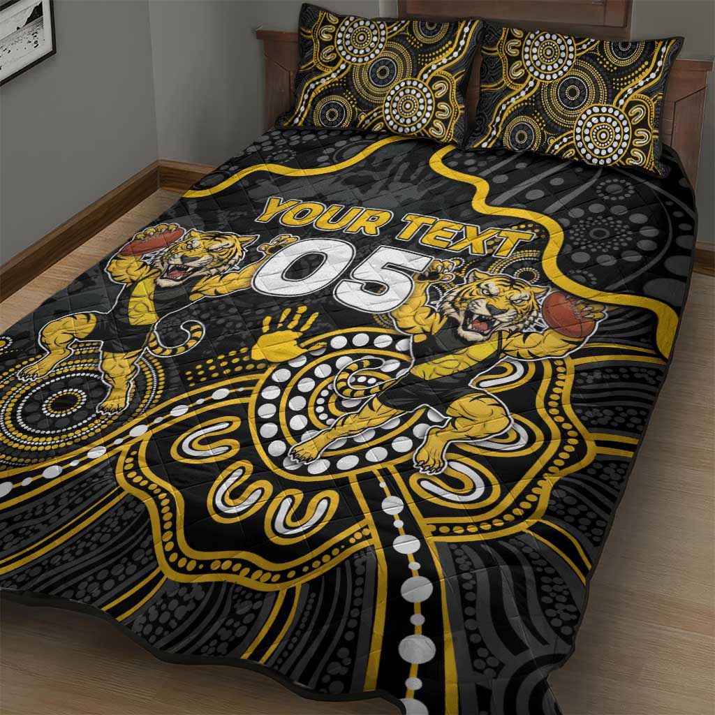 Custom Richmond Football Quilt Bed Set Aboriginal Dot Art Pattern