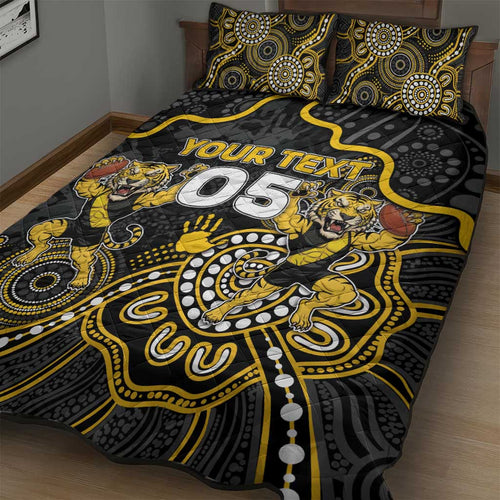 Custom Richmond Football Quilt Bed Set Aboriginal Dot Art Pattern