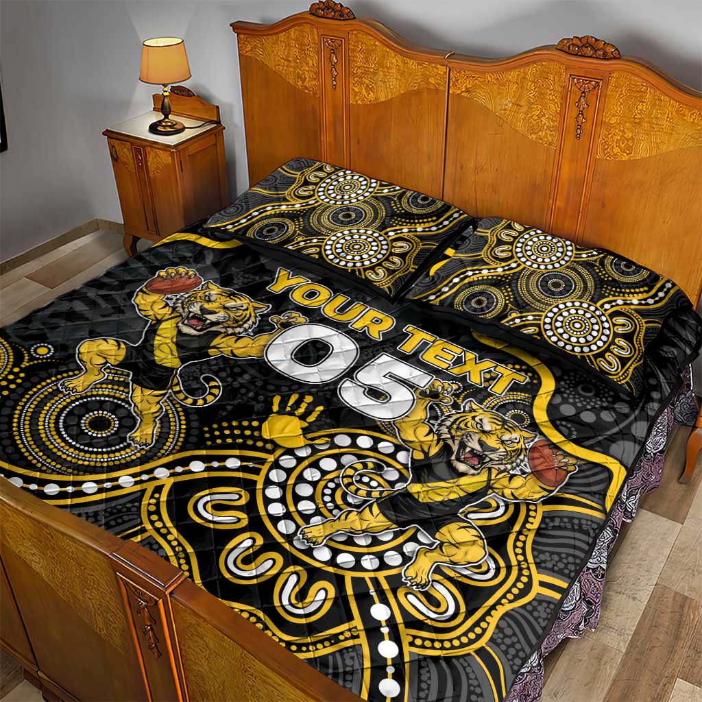 Custom Richmond Football Quilt Bed Set Aboriginal Dot Art Pattern