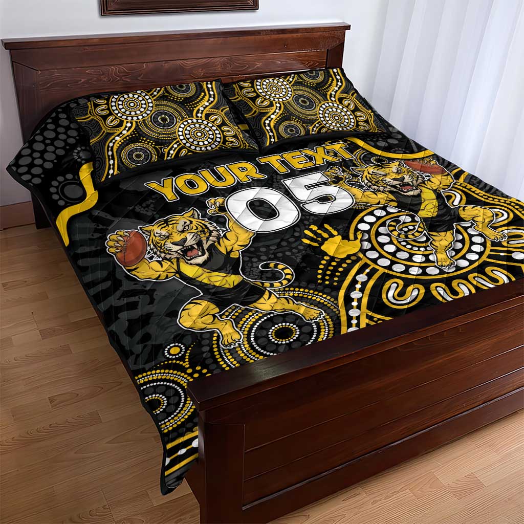 Custom Richmond Football Quilt Bed Set Aboriginal Dot Art Pattern