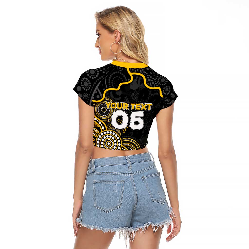 Custom Richmond Football Raglan Cropped T Shirt Aboriginal Dot Art Pattern