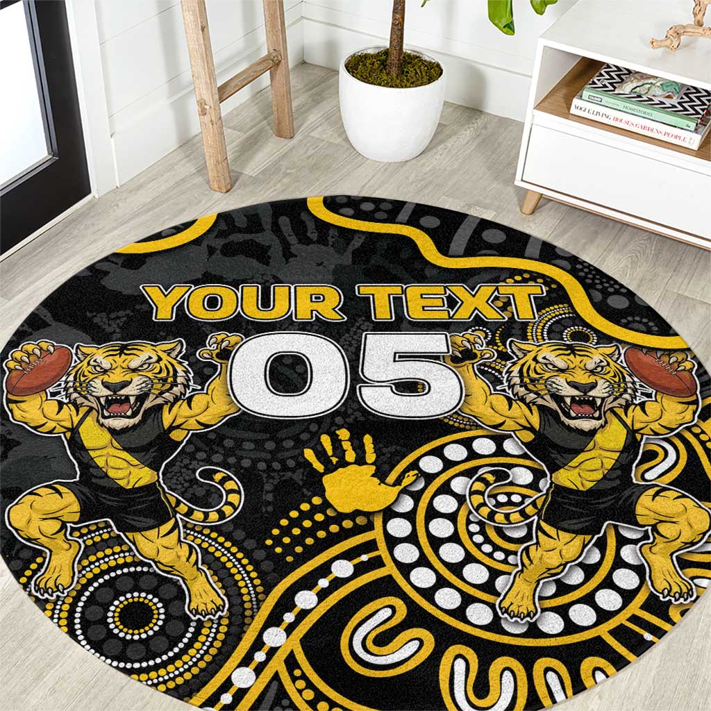 Custom Richmond Football Round Carpet Aboriginal Dot Art Pattern