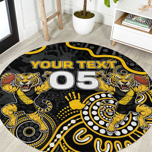 Custom Richmond Football Round Carpet Aboriginal Dot Art Pattern