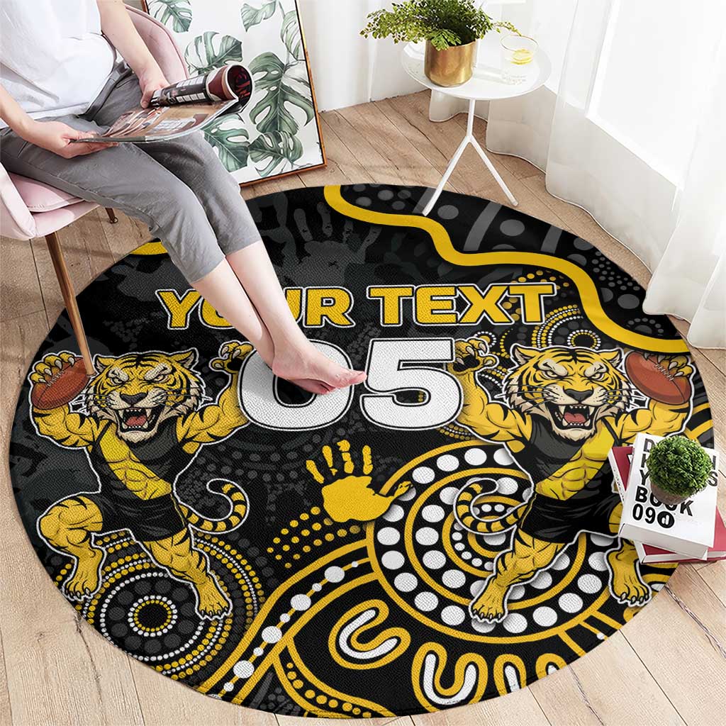 Custom Richmond Football Round Carpet Aboriginal Dot Art Pattern